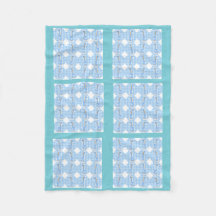Blue Color Quilt Giraffes Design Fleece Blanket