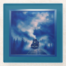 Blue Color Scene With Old Steam Locomotive