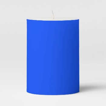 Blue Color Simple Monochrome Plain Blue Pillar Candle by Kullaz at Zazzle