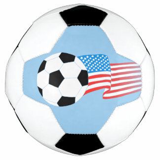 Blue Color Soccer Ball Design With American Flag
