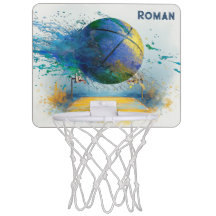 Blue Color Splash Personalized Basketball Hoop