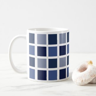 Blue Color Squares Checkered Coffee Mug