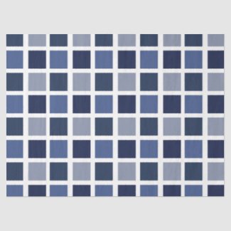 Blue Color Squares Checkered Tissue Paper