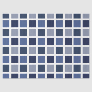 Blue Color Squares Checkered Tissue Paper