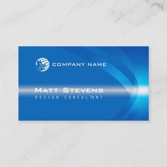 Blue Color Wave Business Card (Front)