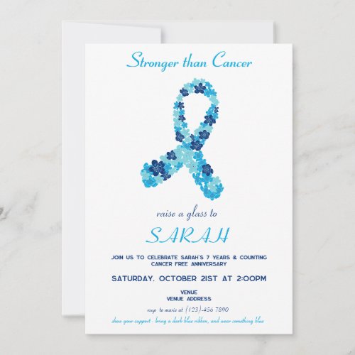 Blue Colorectal Cancer Awareness Survivor Party Invitation