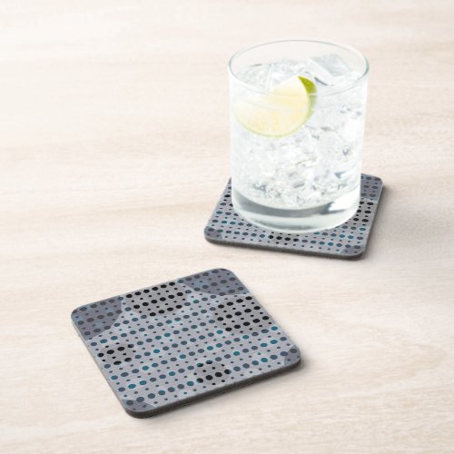 Blue Colored Abstract Polka Dots Dark g9 Beverage Coaster