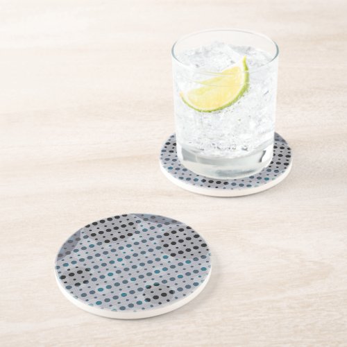 Blue Colored Abstract Polka Dots Dark g9 Coaster