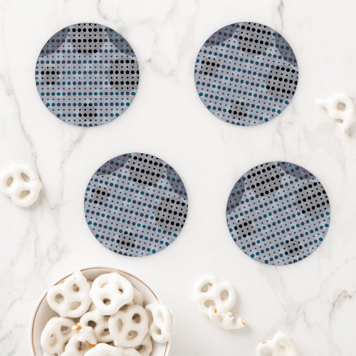 Blue Colored Abstract Polka Dots Dark g9 Coaster Set