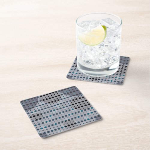 Blue Colored Abstract Polka Dots Dark g9 Square Paper Coaster