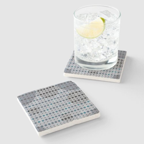 Blue Colored Abstract Polka Dots Dark g9 Stone Coaster