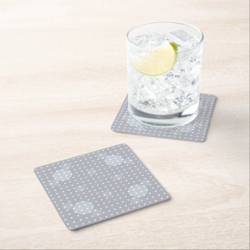 Blue Colored Abstract Polka Dots Light g1 Square Paper Coaster
