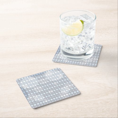 Blue Colored Abstract Polka Dots Light g9 Square Paper Coaster