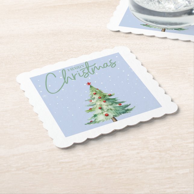Blue Colored Christmas Themed Coaster (Angled)
