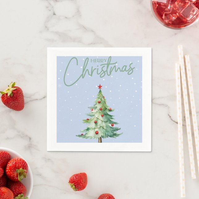 Blue Colored Christmas Themed Paper Napkins (Insitu)