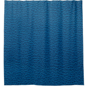 Blue colored leather, textured surface shower curtain