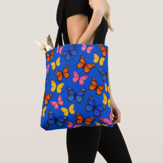 Blue Colorful Butterflies Tote Bag