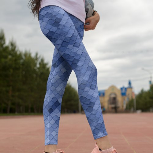 Blue Colorful Diagonal Leggings