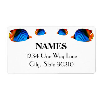 Blue Colorful Fish Label