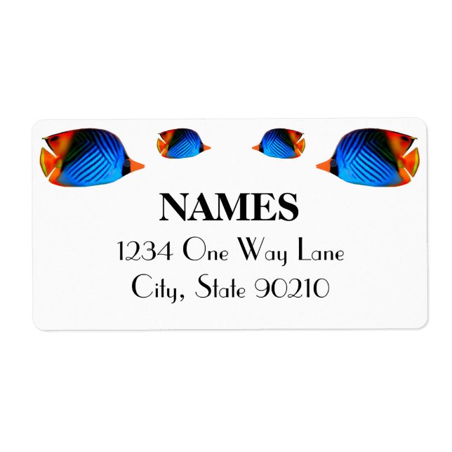 Blue Colorful Fish Label (Front)