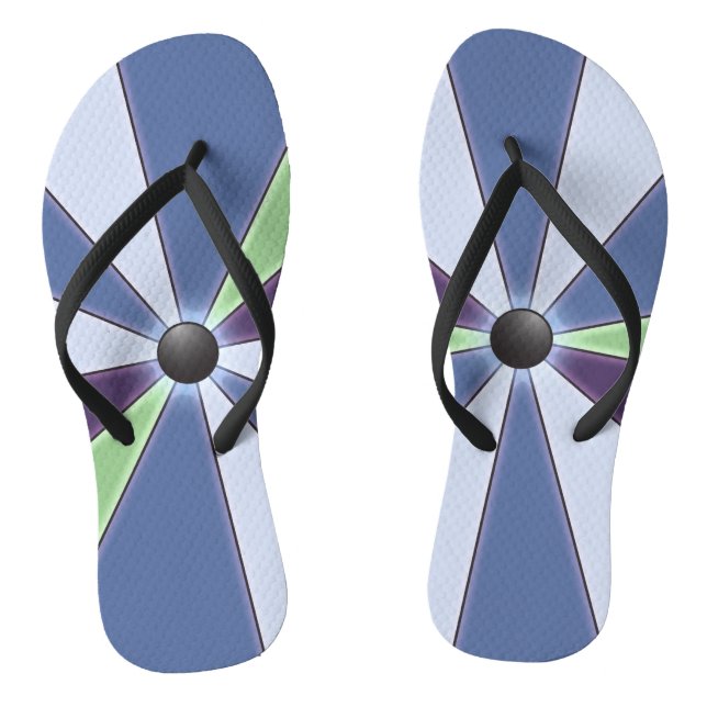 Blue Colorful Graphical Flip Flops (Footbed)