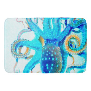 Blue Colorful Octopus Bath Mat by EveyArtStore at Zazzle