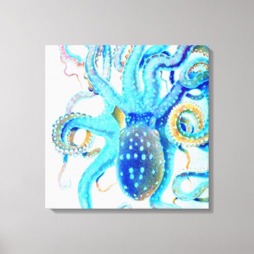 Blue colorful Octopus Canvas Print