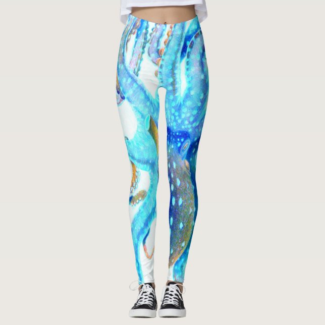 Blue colorful Octopus Leggings (Front)