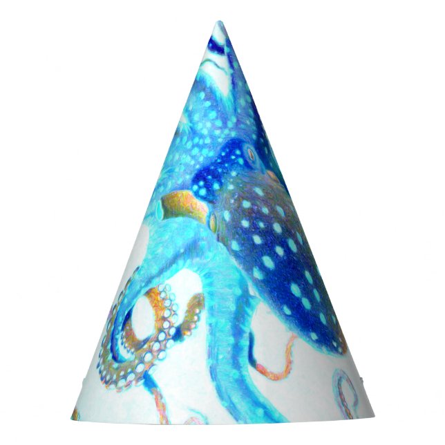 Blue colorful Octopus Party Hat (Front)