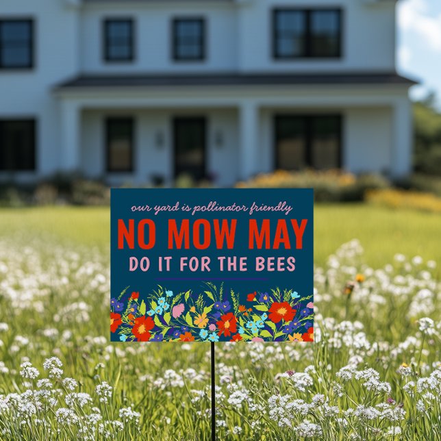 Blue Colorful Wildflower No Mow April Sign (Creator Uploaded)