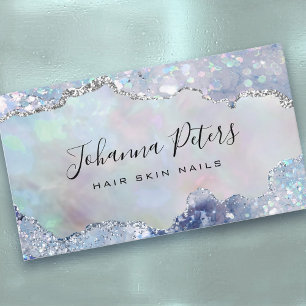 blue colors faux glitter  business card