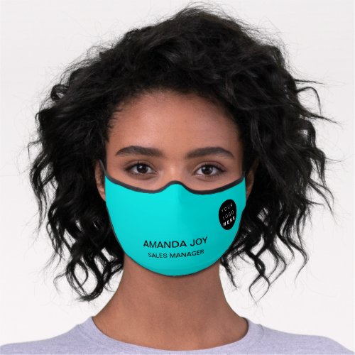 Blue Colors To Heal Water Name Logo Initials Premium Face Mask