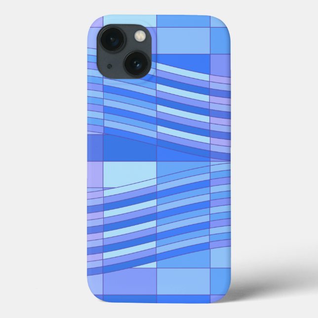 Blue Colors Wavy Rectangles Case-Mate iPhone Case (Back)
