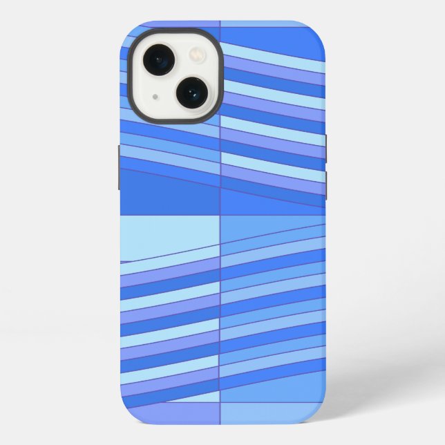 Blue Colors Wavy Rectangles Iphone Case (Back)
