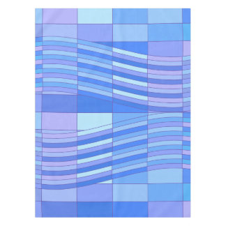 Blue Colors Wavy Rectangles Tablecloth