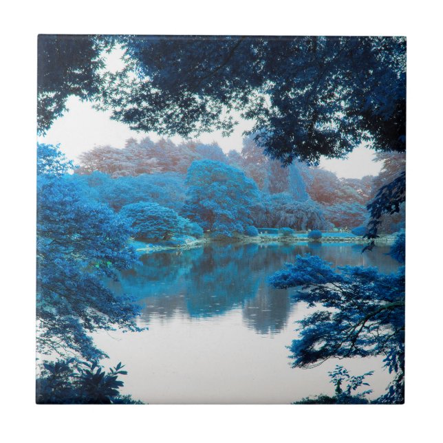 Blue colour effected cool, unique nature, lake ceramic tile (Front)