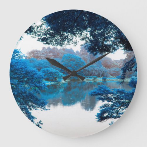 Blue colour effected cool unique nature lake large clock