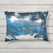 Blue colour effected cool, unique nature, lake outdoor pillow (Front)
