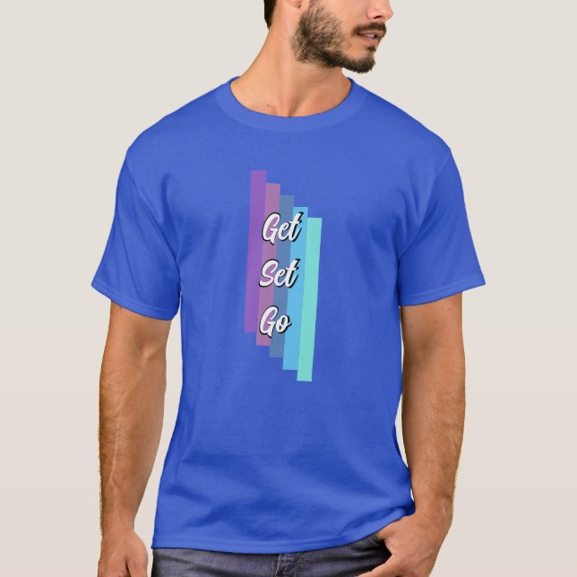 Blue colour t-shirt with cool design activeware (Front)