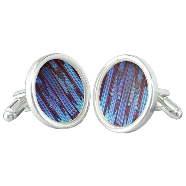 Blue coloured organ pipes cufflinks (Angled)