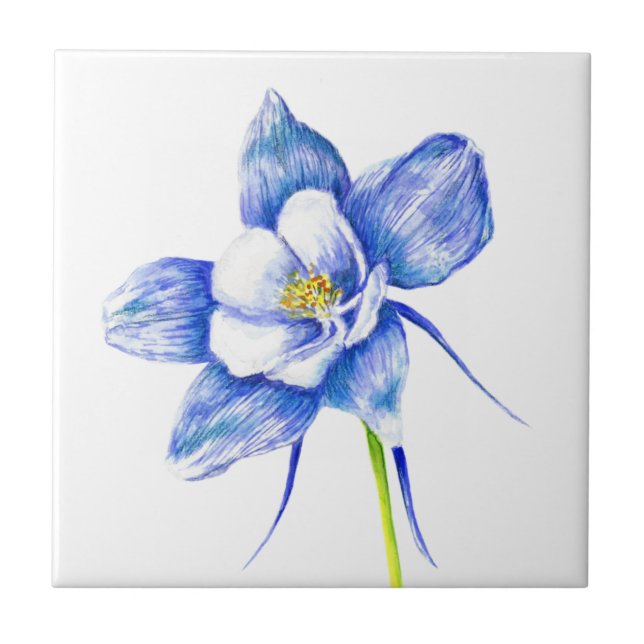 Blue Columbine Ceramic Tile (Front)