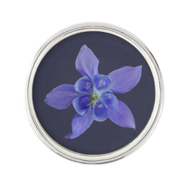 Blue Columbine Flower Lapel Pin (Front)