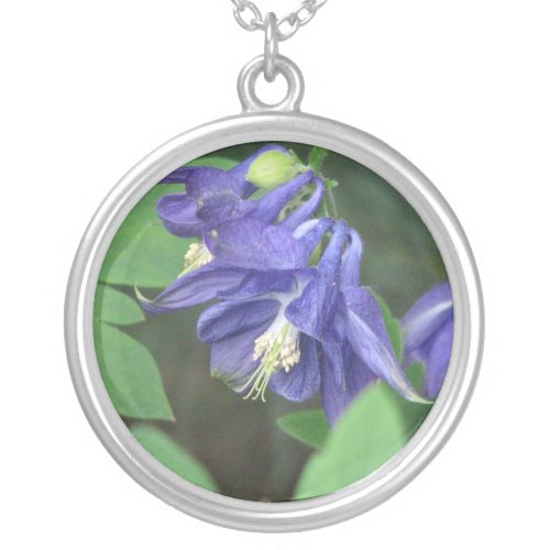 Blue Columbine Flower Necklace