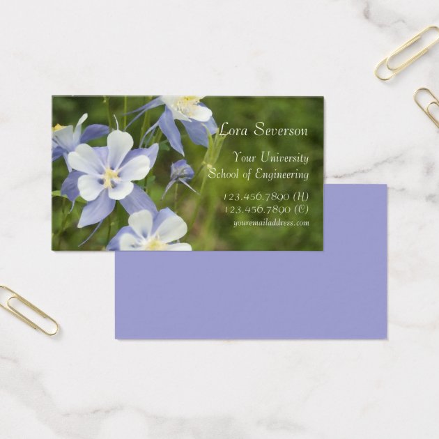 Blue Columbine Flowers Graduate Business Card
