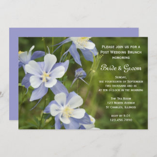 Blue Columbine Flowers Post Wedding Brunch Invitation