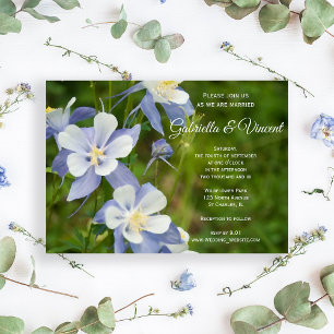 Blue Columbine Flowers Wedding Invitation