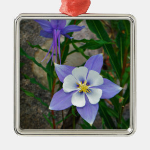 Blue columbine metal ornament