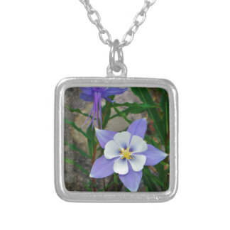 Blue columbine silver plated necklace