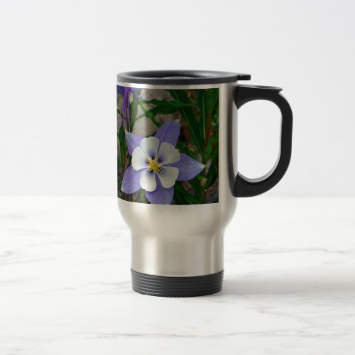 Blue columbine travel mug