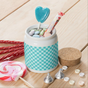 Blue Combination Classic Checkerboard by STaylor Candy Jar
